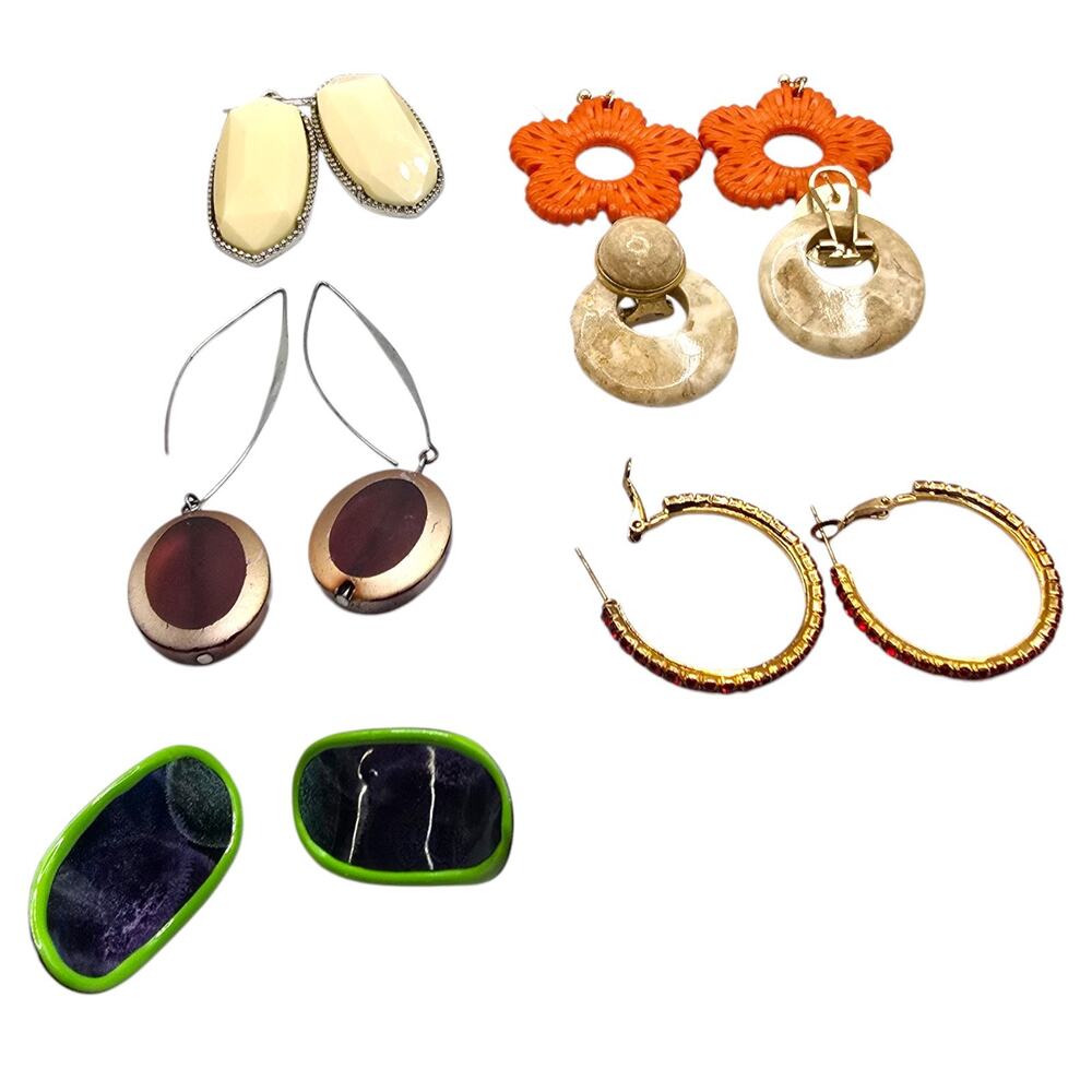 Lot of 6 Pairs Earrings Various Designs Multicolor For Wear Repurpose SKU3153